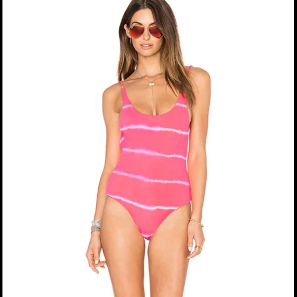 NWT LES COQUINES Kaila Reversible One Piece in Sunrise & Guava size 2